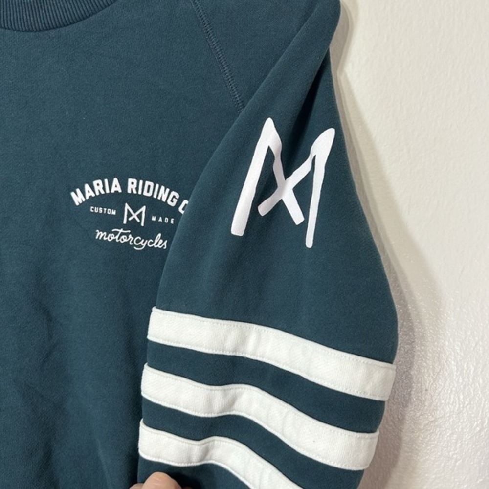 Maria Riding Co Petrol Blue SPADES Sweatshirt Mens Large Moto Biker Heritage - Picture 6 of 11